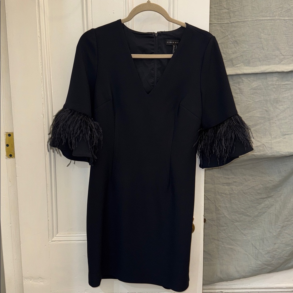 Aidan Mattox Navy Feather dress - Picture 9 of 15